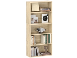 Estante Ajustável De 5 Prateleiras Para Sala,quarto E Escritório,60x24x133,5cm,cor Natural Ideal Para Organização