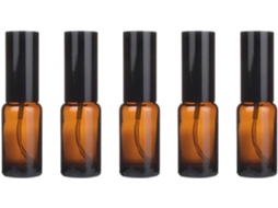 Conjunto de 5 frascos recarregáveis de vidro âmbar de 20ml para tintas a óleo.
