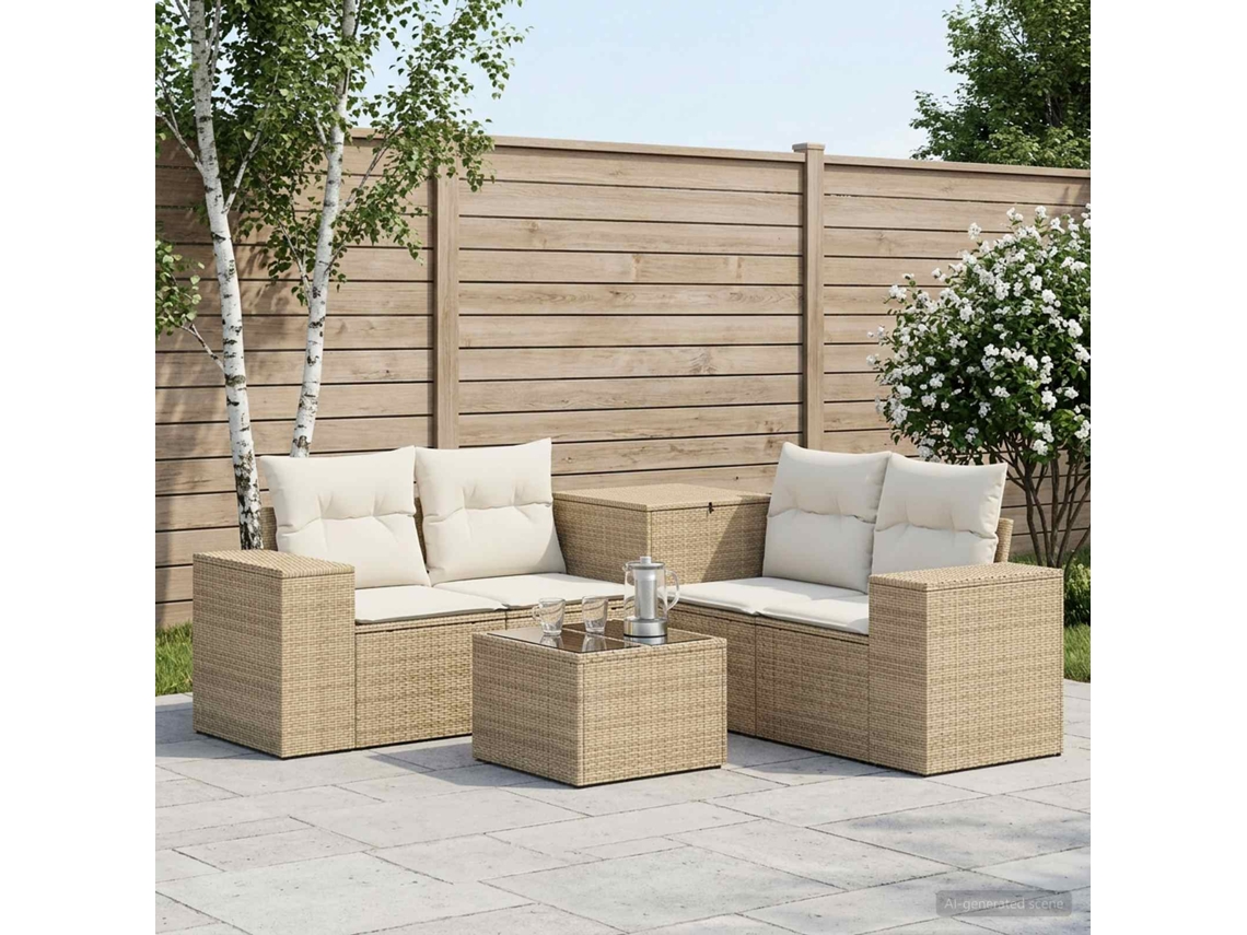 Vidaxl Conjunto De Sofás 6 Unid. Bege E Branco Creme