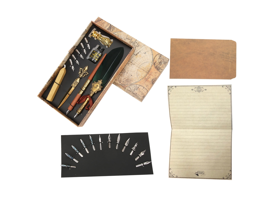 Set Pluma De Pluma Retro Británica Creativa Para Escritura Regalo Para Parejas Empresariales Maestros Verde Oscuro