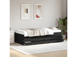 Vidaxl Sofá-cama Com Gavetas Sem Colchão 100x200 Cm Preto