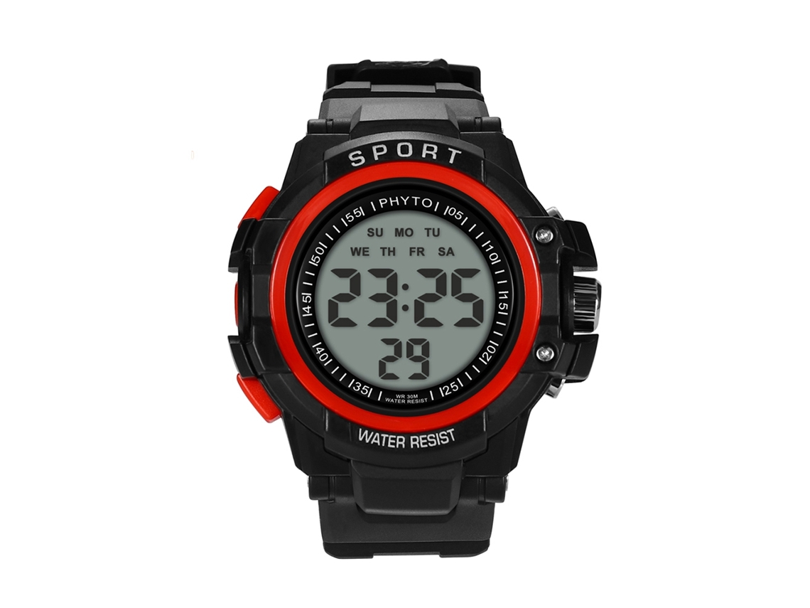 Reloj Deportivo Electrónico Para Hombres Con Cristal De Vidrio Moda Rojo