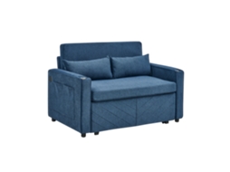 Sofá Cama Minimalista 3 Em 1 Azul Marinho Com Design Deslizante, Carga Usb, Ideal Para Sonecas E Elegância Em Espaços Pequenos