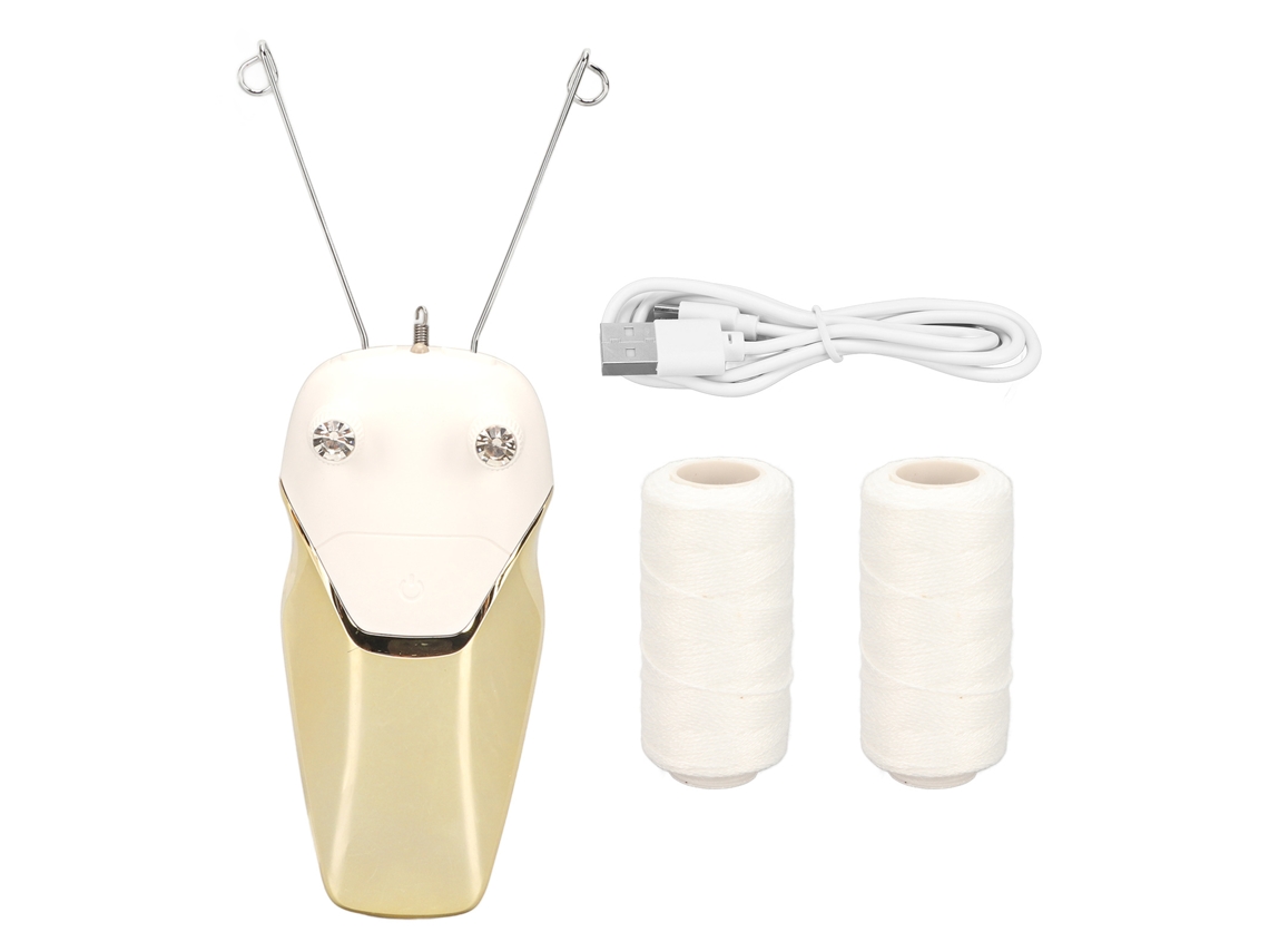 Depilador elétrico recarregável USB com LED, modelo 2026, para corpo e rosto, amarelo.