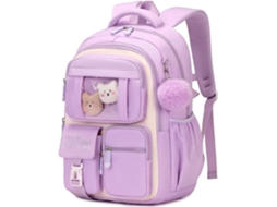 Mochila Escolar, Feminina, Fofa, Cor Roxa