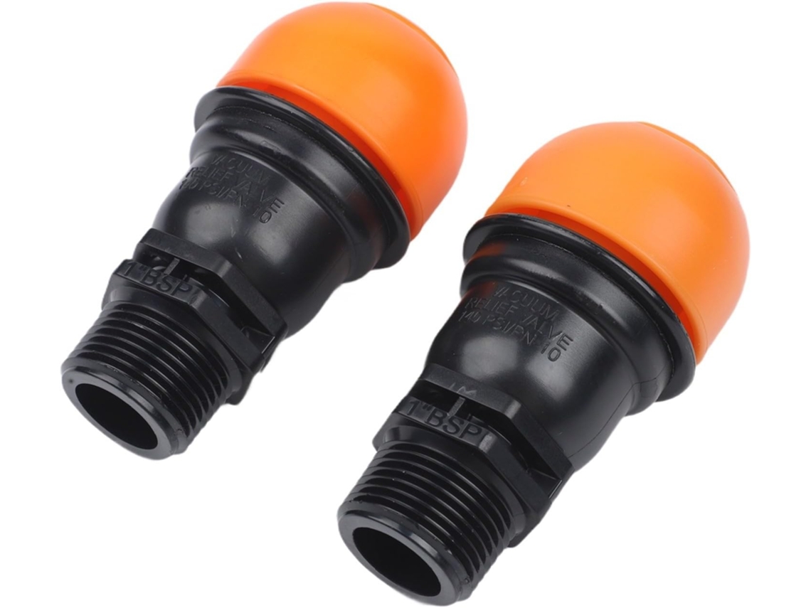 Conjunto De 2 Válvulas De Alívio De Ar Em Polipropileno Com Rosca Macho Npt De 1/2 E 3/4 Polegadas