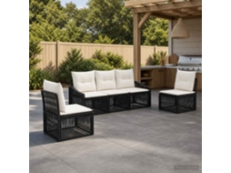 Vidaxl Conjunto De Sofá De Jardim 5 Unid. Preto Vime Pe