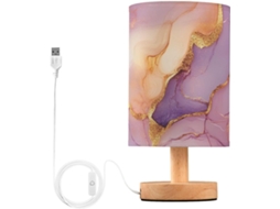 Luminária De Cabeceira Kll Usb Com, Em Mármore Rosa Dourado E Roxo, Ideal Para Mesa De Estudo Ou Cabeceira