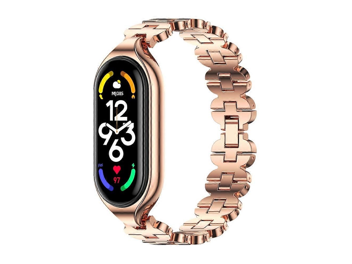 Pulseira De Aço Inoxidável Mijobs Para Xiaomi Mi Band 7 / 7 Nfc, Estilo: Corrente De Osso.