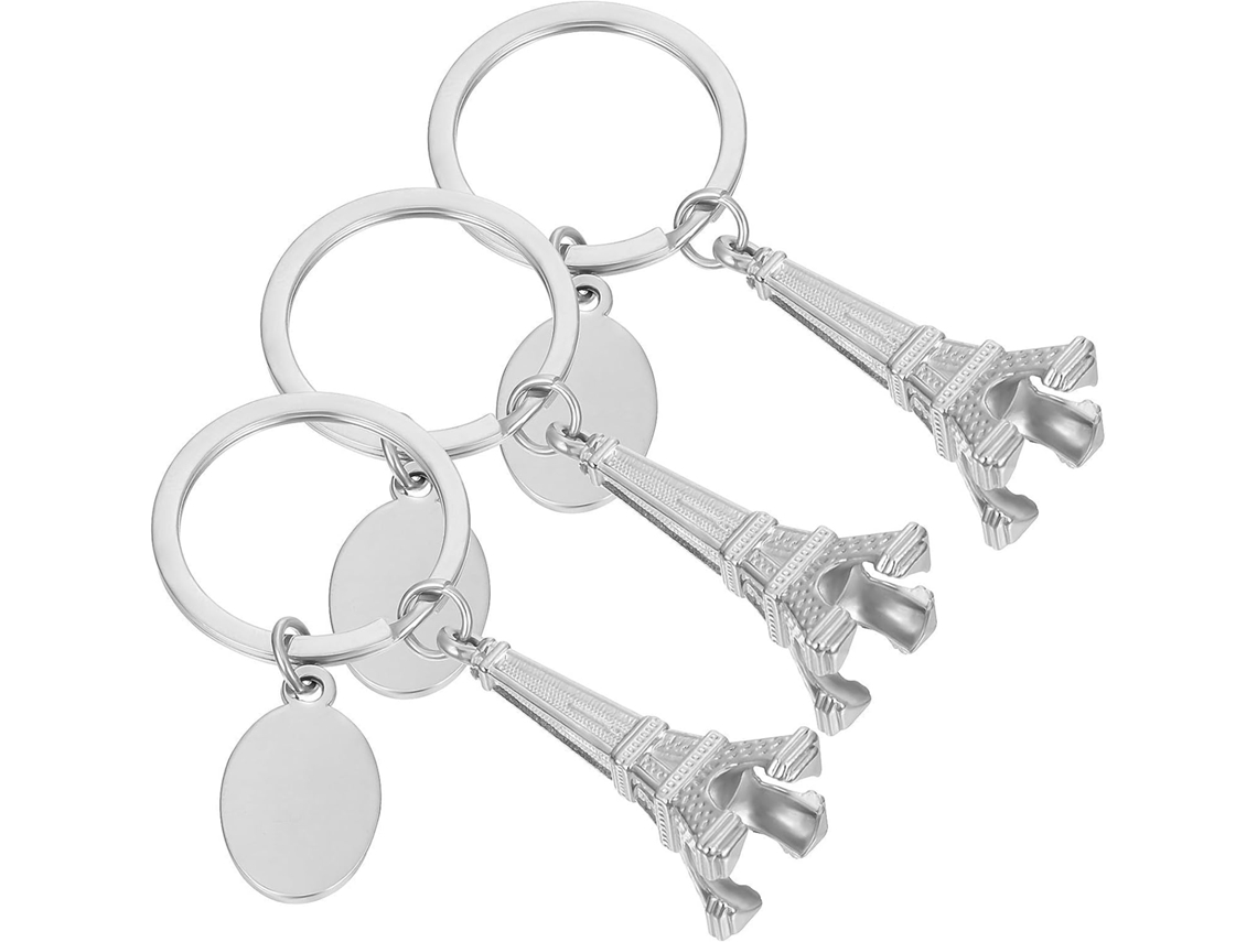 Conjunto De 3 Chaveiros Torre Eiffel Em Liga De Prata.