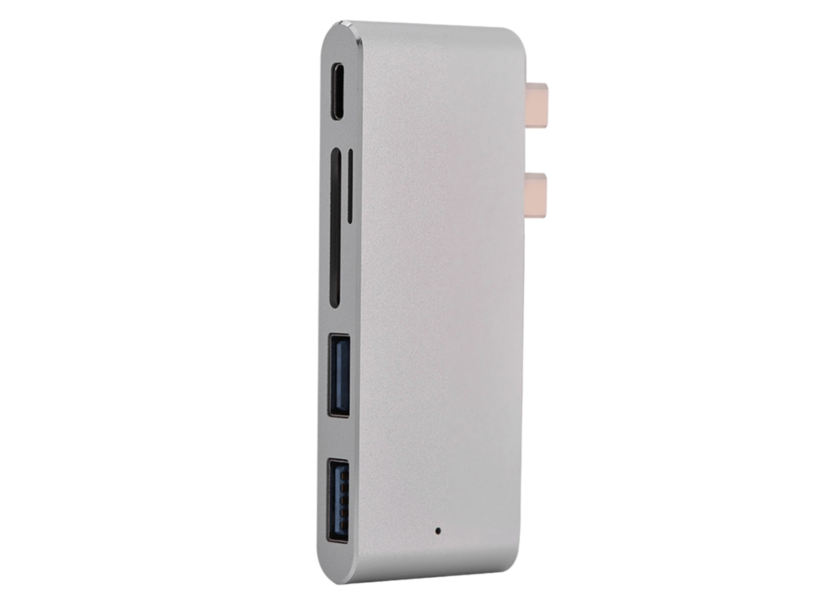 Hub Usb Duplo Com 2 Portas Usb 3.0 Leitor De Cartão Sd/tf Thunderbolt Para Macbook Pro Prateado Aquaforge