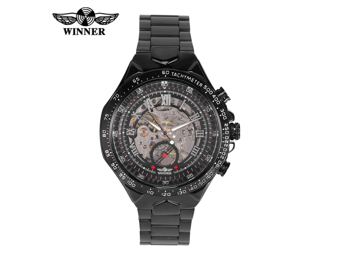 Relógio Automático Mechanical Skeleton Masculino com Pulseira de Aço Inoxidável
