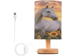 Luminária de cabeceira LED com portas USB, mesa de leitura para quarto, cúpula Tído e base Madeira, escrivaninha para quarto.