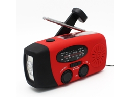 Rádio de Emergência com Manivela e Bateria Externa de 2000mah, 3 Lanternas Led Vermelhas AQUAFORGE