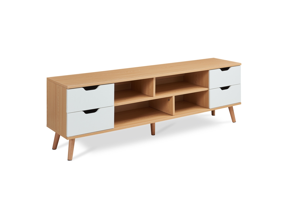 Móvel para TV Bordkak com 4 gavetas, 140x30x45 cm, carvalho/branco, [EN.CASA]