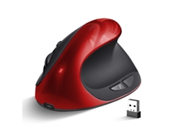 Rato Vertical Sem Fios Ergonómico, Porta Type-c, Para Destros, Vermelho.