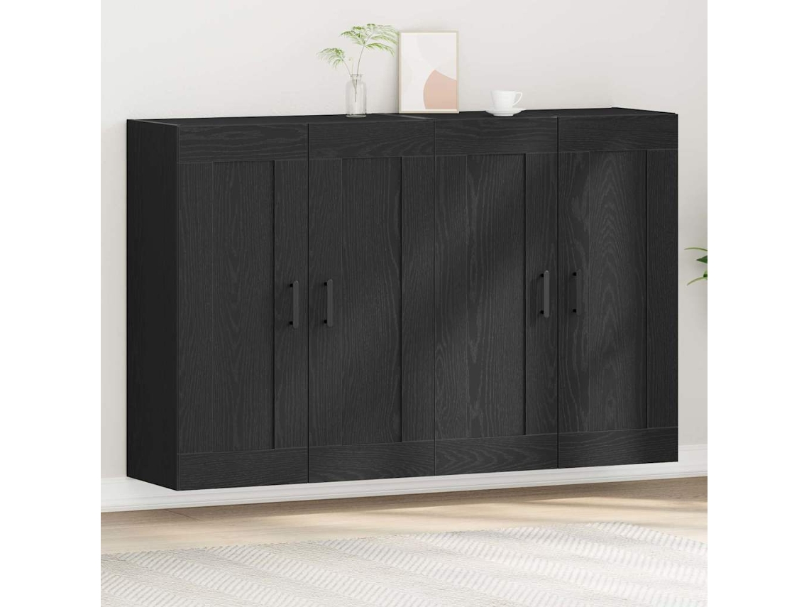 Vidaxl Estante De Parede 2 Unid. Carvalho Preto 69,5 X 34 X 90 Cm