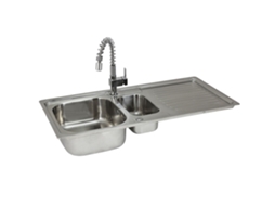 Lava-loiça Kukoo Em Aço Inoxidável 0.9mm Com 1.5 Cubas, Escorredor Reversível E Torneira Misturadora Rainbow – Conjunto