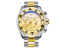 Relógio Masculino Temeite Aço Quartzo Resistente À Água Iluminado Fashion Ouro