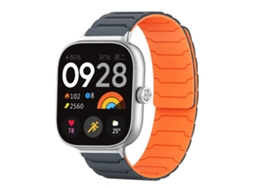 Bracelete Para Xiaomi Band 9 Pro / 8 Pro - Silicone Magnético Cinza E Laranja
