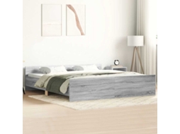 Vidaxl Estrutura Cama C/ Cabeceira E Apoio Pés 180x200 Cm Cinza Sonoma