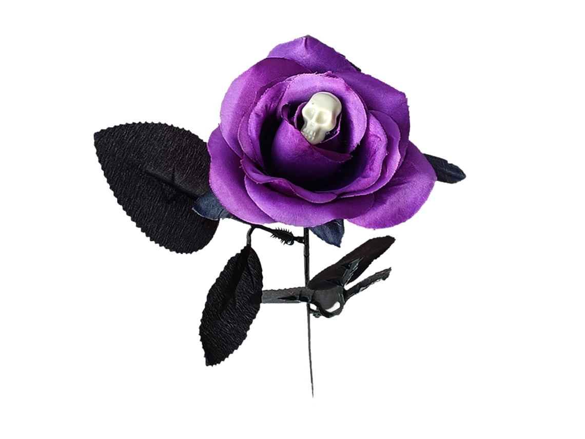 Laxiscreed Osso De Caveira Artificial Com Rosa Lilás Para Decoração De Halloween