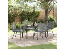 Vidaxl Conjunto De Jantar Para Jardim 5 Unid. Cinzeto Vime Pe