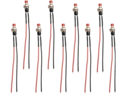 Pacote Com 10 Mini Interruptores De Botão Momentâneos Fios Pré Instalados, 12v, 3a, Normalmente Aberto, Desligado