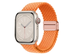 Pulseira magnética de nylon para Apple Watch S10, pulseira elástica arco-íris, laranja Emma, 44 45 46 49 mm