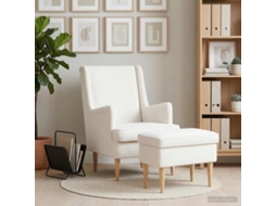 Vidaxl Poltrona Com Puff 2 Unid. Creme Bouclé