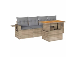Conjunto de 5 Sofás para Jardim com Almofadões Vime Pe Bege MAISON EXCLUSIVE (5 pcs)