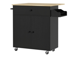 Carrinho De Cozinha 42x87 Cm Com Rodas, Prateleira Ajustável Ideal Para Para Ambientes Residenciais Cor Preto Para Decoração E Funcionalidade