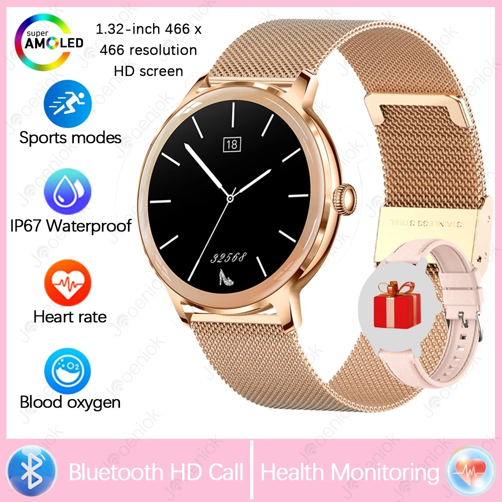 (rede Ouro Rosa) Smartwatch, Tela Esportiva Gps De 1,32 Polegadas, Chamadas Bluetooth