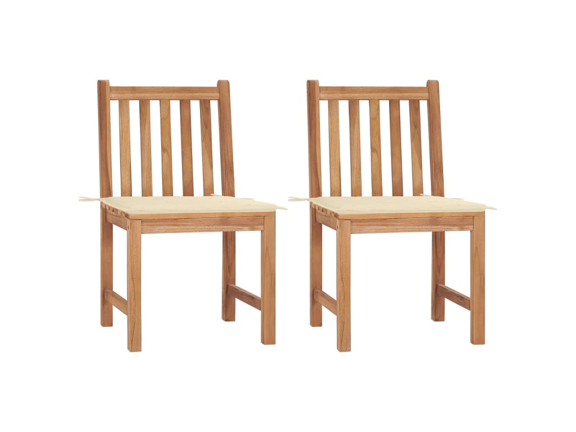 Cadeiras De Jardim C/ Almofadões 2 Pcs Teca Maciça Dkd Home Decor