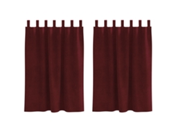 Conjunto 2 Cortinas Opacas Vidaxl Vermelho Veludo (140 X 140 Cm)