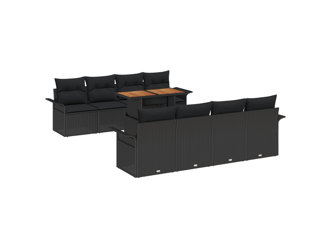 Conjunto 9 Conjunto De Jardim Vidaxl Preto Vime Pe (100 X 55 X 73 Cm)