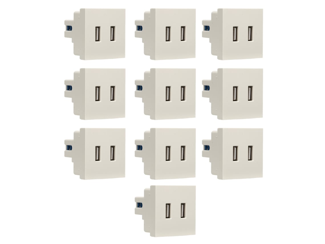 10pcs Tomada de Parede Usb 10w 2 Portas Dc5v2a Carregador Receptáculo Elétrico Ac110‑250v para Rvs Hotéis Lar