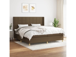 Vidaxl Cama Com Molas/colchão 200x200 Cm Tecido Castanho-escuro