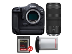 Eos R3 + Rf 100 400mm F/5.6 8 Is Usm + 3 Sandisk 128gb Extreme Pro Cfexpress Type B + Canon Lp e19 + Ebook Pricedirect CANON