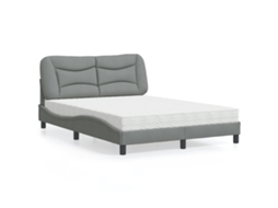 Vidaxl Cama com Colchão Hvar 120x200 Cm Tecido Cinza claro