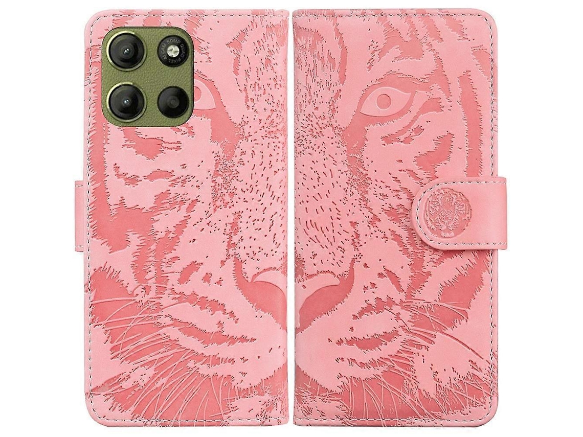 Capa De Couro Para Celular Com Estampa De Tigre Em Relevo