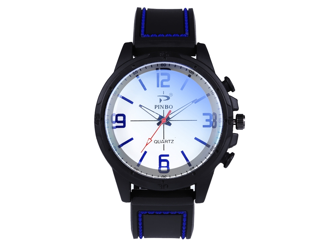 Reloj De Muñeca Para Hombre De Cuarzo Con Correa De Silicona Deportivo Azul