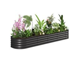Horta modular de aço com vaso elevado quadrado para plantas, flores (240x62x30cm)
