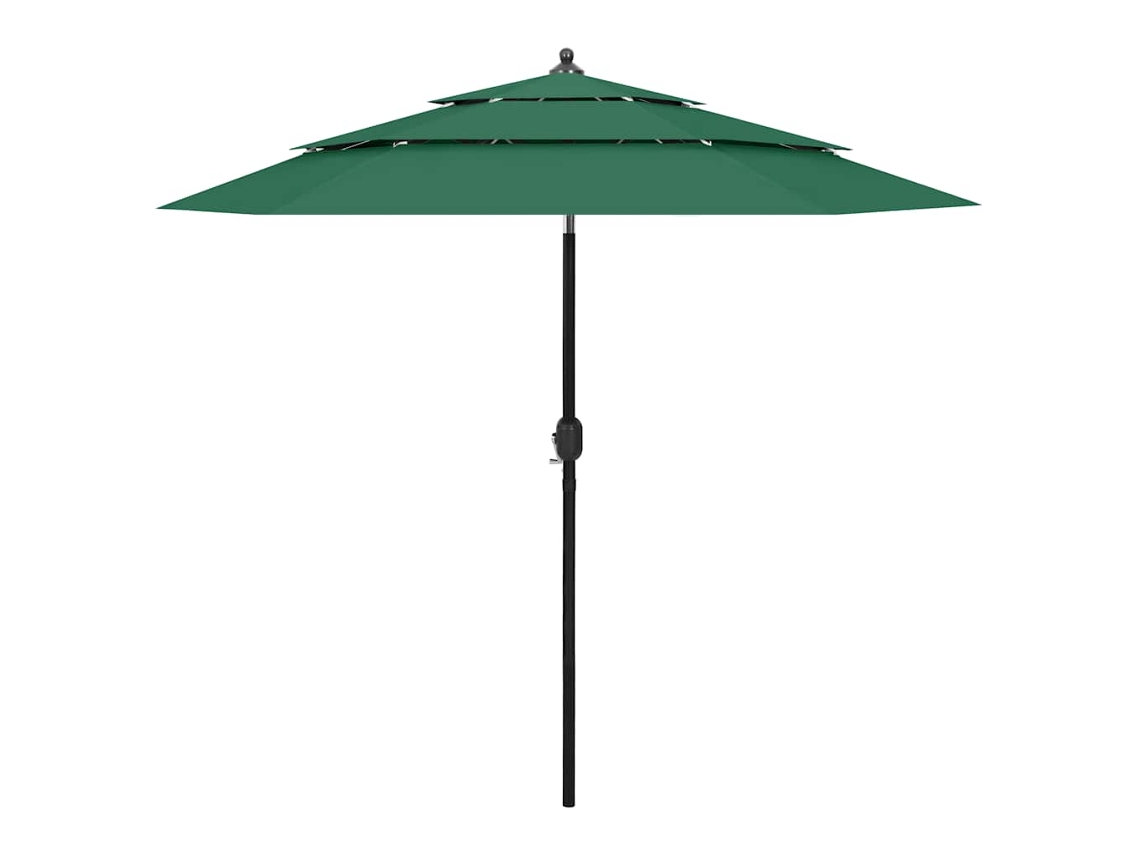 Vidaxl Guarda-sol De Jardim 3 Camadas C/ Poste De Alumínio 2,5 M Verde
