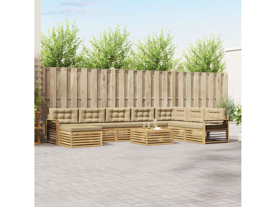 Vidaxl Conjunto De Sofás Para Exterior 9 Unid. Branco E Bege