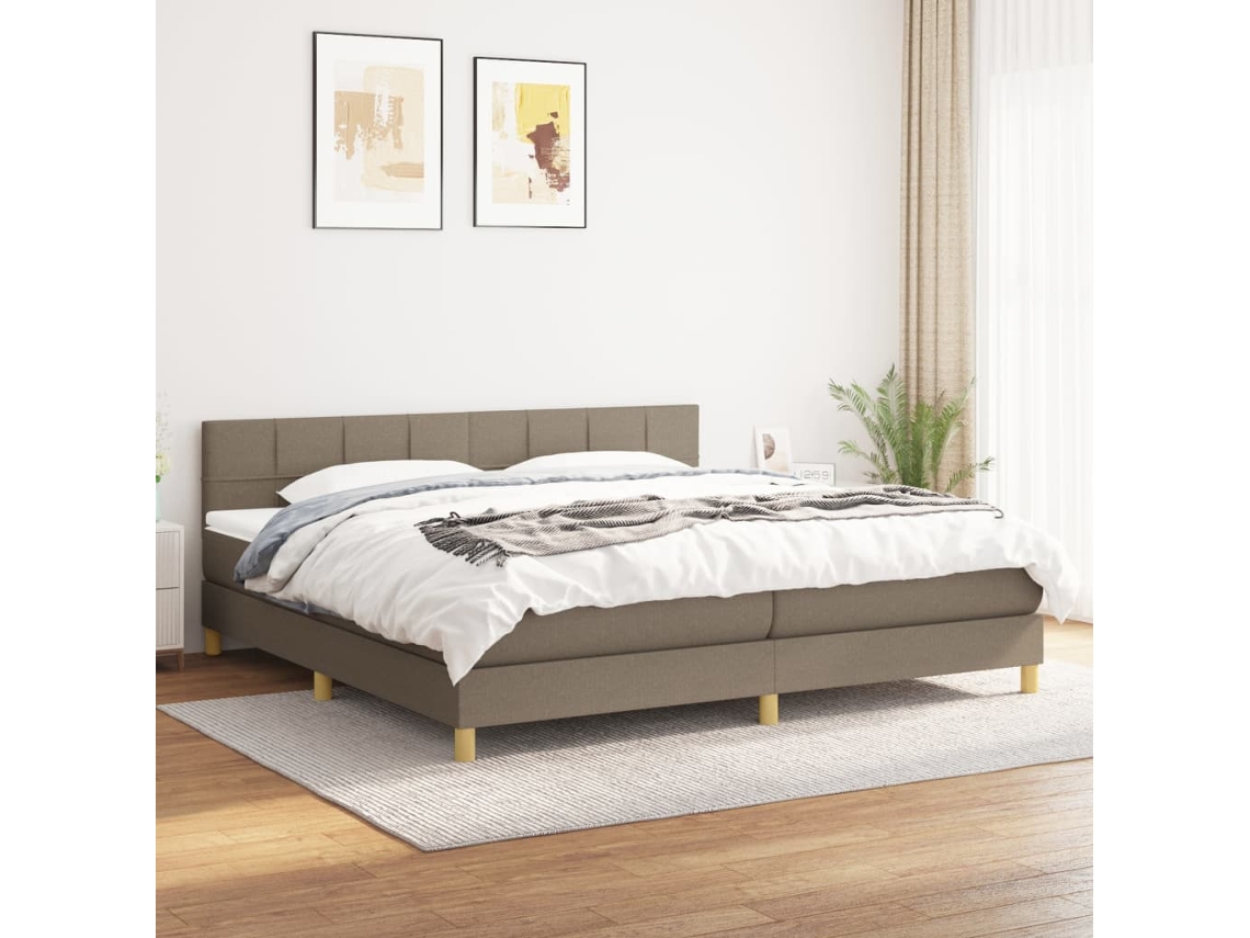 Vidaxl Cama Com Molas/colchão 200x200 Cm Tecido Castanho-acinzentado