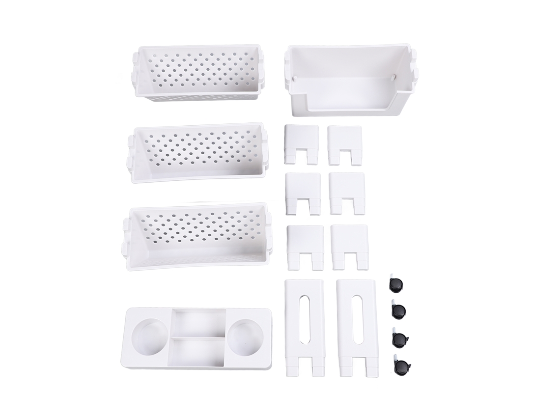 Rack de Armazenamento de Livros 5 Andares com Rodas, Capacidade Grande, Branco