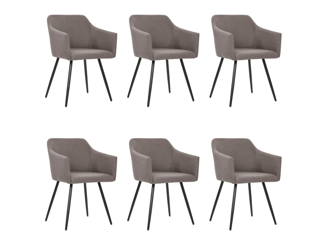 vidaXL Cadeiras de jantar 6 pcs tecido cinzento-acastanhado