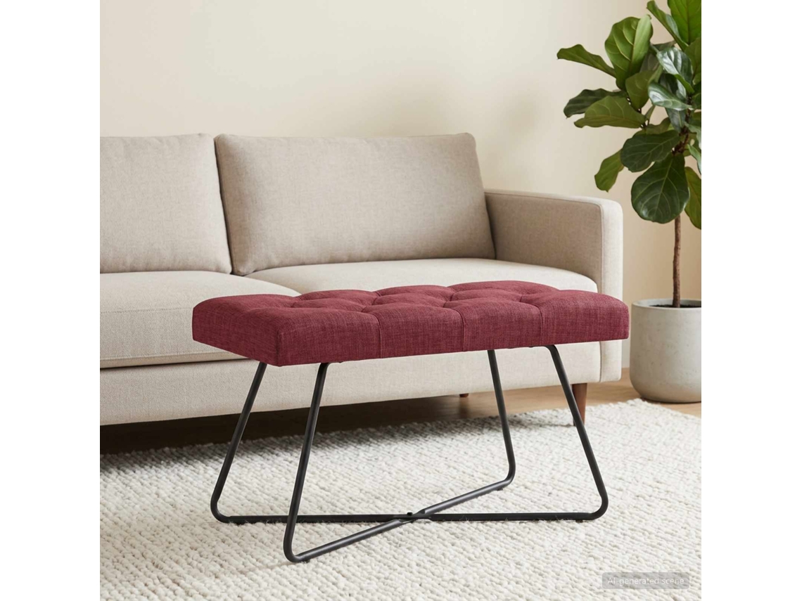 Vidaxl Banco Com Botões Estofados Vinho Vermelho 80 X 40 X 46 Cm