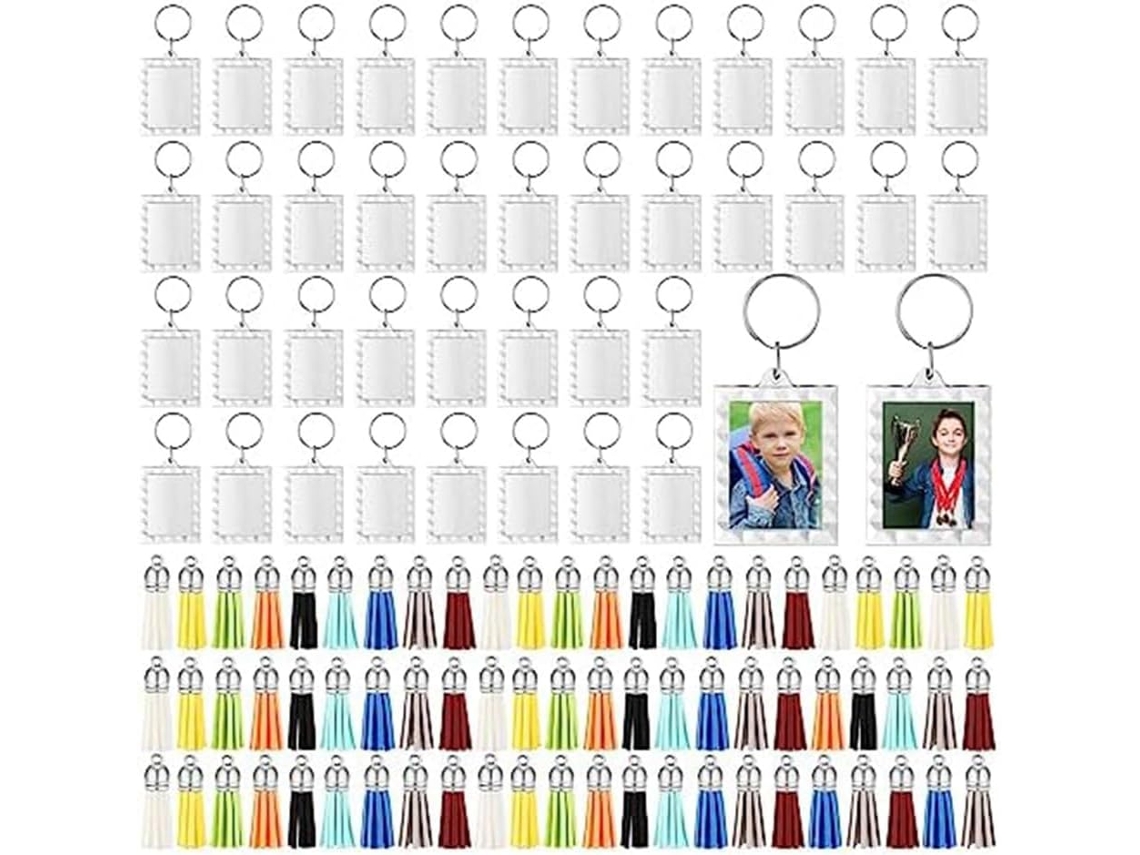 Porta Retratos De Acrílico Com Borlas, Pingentes, Espaço Para Fotos E Moldura Transparente, Branco, Gokoco